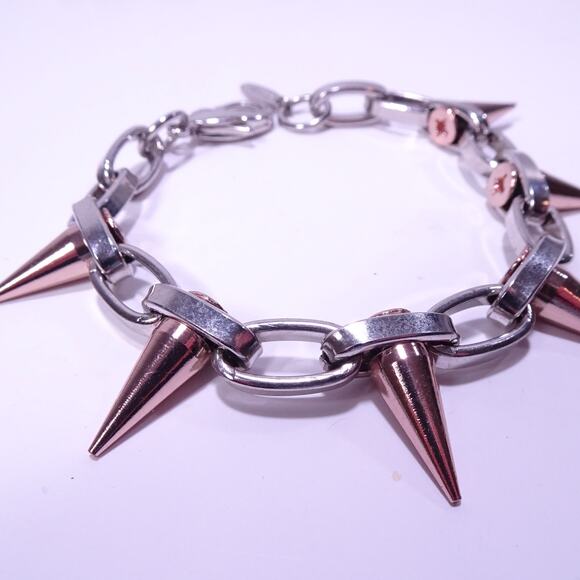 Joomi Lim Women's Silver Rose Gold Single Row Spike Bracelet Silver NWOT 159 - Picture 4 of 13
